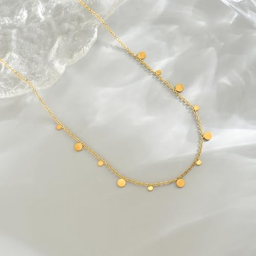 Dainty Gold Waterproof Choker Necklaces for Women Daily Wearing - color: Small Disc-GD