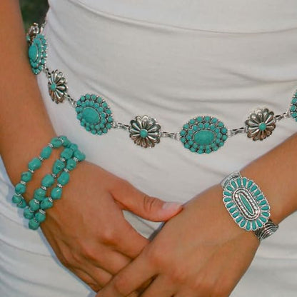 Montana West Rustic Couture's Bohemian Turquoise Cuff Bangle Bracelets for Women Cowgirl - color: Turquoise