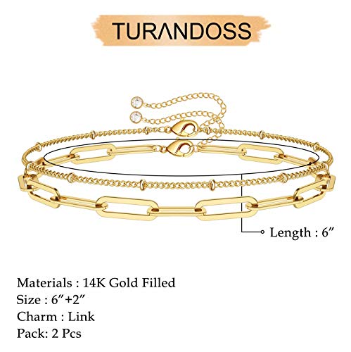 Dainty Gold Bracelets for Women, 14K Gold Plated Adjustable Layered Beads Bracelet Cute Evil Eye Oval Chain Pearl Bar Turtle Gold Bracelets for Women Jewelry - style: "Beads Chain&Oval chain