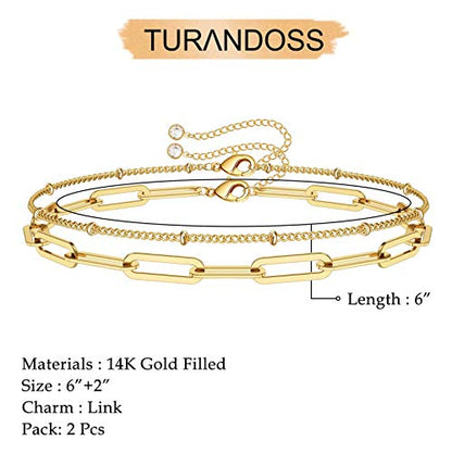 Dainty Gold Bracelets for Women, 14K Gold Plated Adjustable Layered Beads Bracelet Cute Evil Eye Oval Chain Pearl Bar Turtle Gold Bracelets for Women Jewelry - style: "Beads Chain&Oval chain