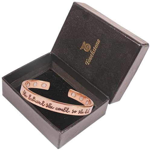 Touchstone Inspirational Copper Engraved Magnetic Bracelets for Women-Personalized Jewelry Gifts for Best Friend/Mom/Daughter/Sister- In a Pretty Gift Box She Believed She Could So She Did. - style: 1- She Believed She Could So She Did