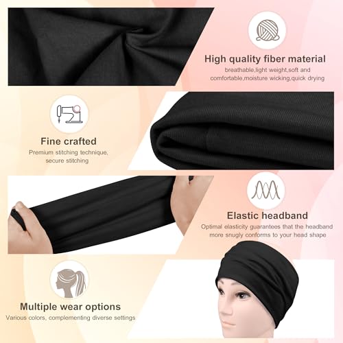 DiyJibb Headbands for Women, 7PCS Wide Cloth Hair Bands for Workout, Yoga, Skincare & Daily Wear, Soft & Stretchy - color: Black
