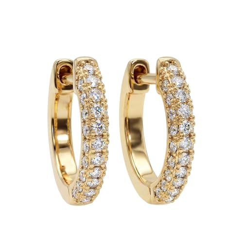 Dremmy Studios Dainty CZ Huggie Hoop Earrings 14K Gold Plated Chunky Simple Cute Thick Round Frill Bead Ball Starburst Cuff Earrings Cubic Zirconia Hoop Earrings Minimalist Personalized Gift for Her - color: CZ White
