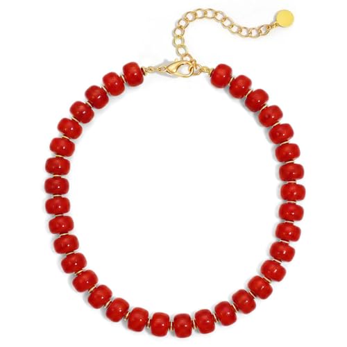 Chunky Beaded Necklace for Women, Colorful Trendy Statement Summer Jewelry Gift - color: necklace-35