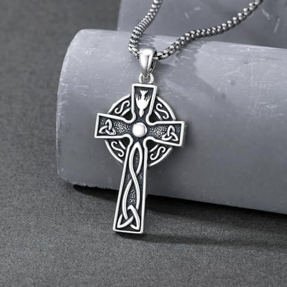 Cross Necklace for Men Women 925 Sterling Silver Cross Pendant Necklace Christian Religious Jewelry Gifts for Anniversary - color: 10-Celtic cross