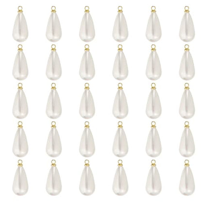 PATIKIL Pearl Charm, 50Pcs Pearl Beads Teardrop Faux Pearl Pendant Charm with Loop for Jewelry Making Bracelets Earrings Necklace - color: Gold, size: 18x10mm