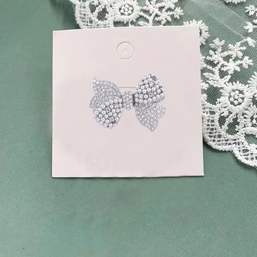 Bow Brooch with Pearl Rhinestone Sparkly Crystal Bowknot Pin for Women Party Jewelry for Bridal, Blouse, Scarf, or Hat Decoration