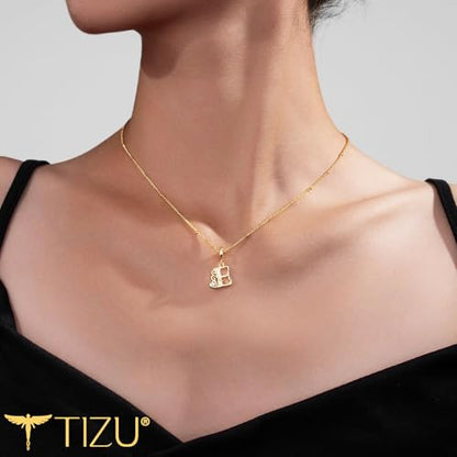 TIZU Initial Necklaces for Women - Dainty 14K Gold Plated Letter Pendant Trendy Personalized Initial A-Z Necklaces Jewelry Gift - color: Gold-E