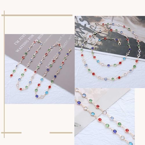 Colorful Rhinestone Y Chain Necklace Gold Long Crystal Y Lariat Necklace Rainbow Rhinestone Choker Necklaces Sparkly Long CZ Drop Chain Jewelry for Women - color: Gold