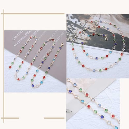 Colorful Rhinestone Y Chain Necklace Gold Long Crystal Y Lariat Necklace Rainbow Rhinestone Choker Necklaces Sparkly Long CZ Drop Chain Jewelry for Women - color: Gold