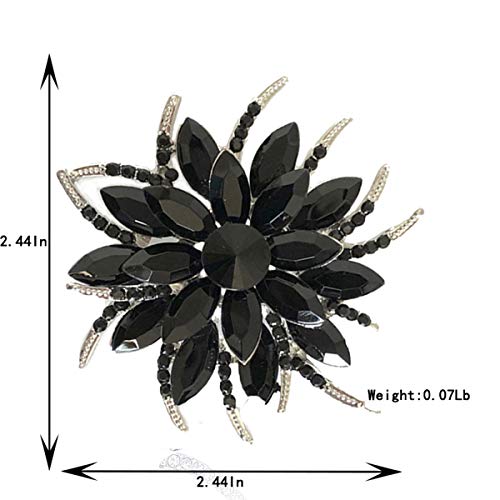 seven wolves Women's Austrian Crystal Brooch Wedding Flower Leaf Bouquet Brooch - color: 2-Black Champagne