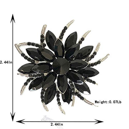 seven wolves Women's Austrian Crystal Brooch Wedding Flower Leaf Bouquet Brooch - color: Black