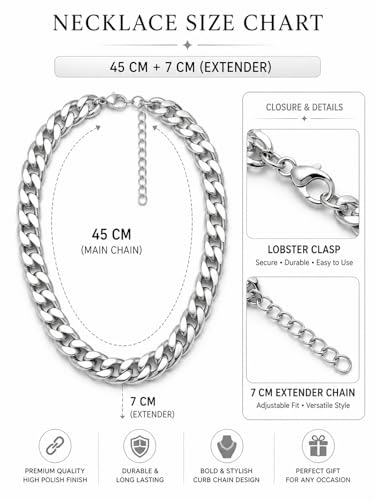 Chunky Link Cuban Chains Necklace Women's Punk Hip-hop Thick Gold Chain Choker Necklace Fashion Costume Jewelry for Women (gold) - color: style3-silve
