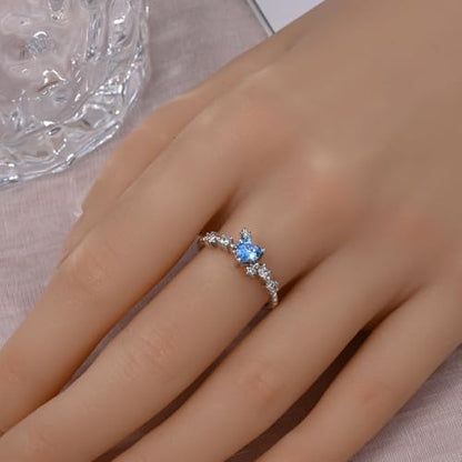 KUNSIR 925 Silver Cubic Zirconia Ring Size 7-9 Wedding Band Sterling Silver Eternity Ring Modern Style - style: Heart Star Ring