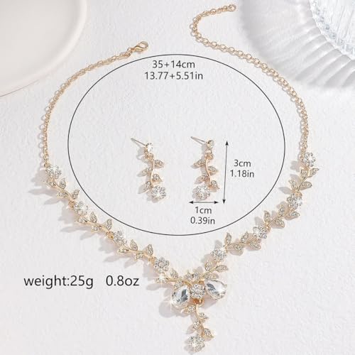 CSIYANJRY99 Silver Prom Jewelry Set Gold Wedding Jewelry Sets for Brides Necklace and Earring Bracelet Rhinestone Prom Party Costume Accessorie - color: A-Gold