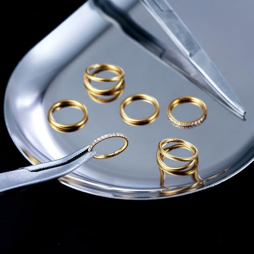 14G 16G 18G Surgical Steel Nose Septum Rings Hoops - Stainless Steel Segment Nose Rings Hoop Helix Cartilage Clicker Daith Tragus Sleeper Hoop Earrings for Women Men 6mm 8mm 10mm 12mm - color: Gold Plated 6PCS, size: 16g 8mm