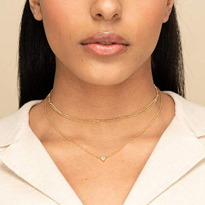 MEVECCO Dainty Choker Necklaces for Women, Beaded and Multi-Row Chains | 14K Gold Plated Brass, Select Silver Plated Brass Options, Polished And Textured Profiles For Everyday Styling - style: Three Layered Bead Chain GD