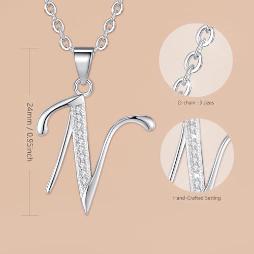VIKI LYNN Dainty Initial Letter Pendant Necklace for Women | Cubic Zirconia Initial Jewelry, Personalized Letter Necklace, Dainty Women Jewelry, Birthday Gift Idea for Her, Mom and Wife - color: Silver, style: Silver-N