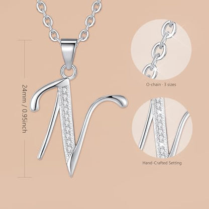 VIKI LYNN Dainty Initial Letter Pendant Necklace for Women | Cubic Zirconia Initial Jewelry, Personalized Letter Necklace, Dainty Women Jewelry, Birthday Gift Idea for Her, Mom and Wife - color: Silver, style: Silver-N