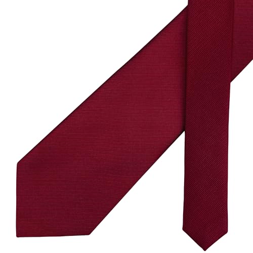 GUSLESON Classic New 3.15"（8cm） Men's Solid Color Necktie Wedding Business Tie + Gift Box - color: Burgundy