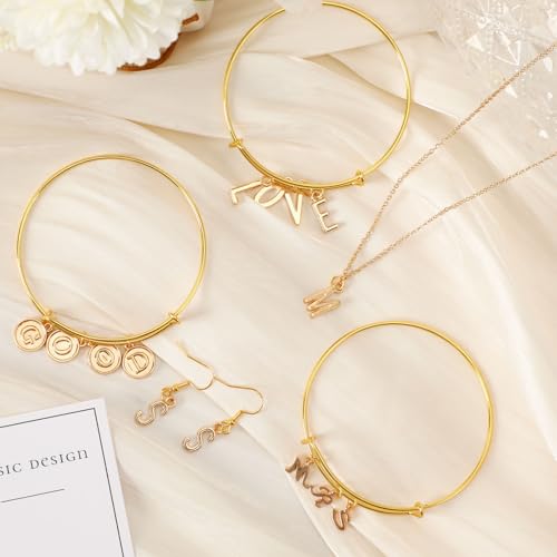 SANNIX Letter Charms, 156Pcs/6 Sets Alphabet ABC Letter Charms 3 Styles | Capital A-Z Charms, DIY Bracelet Necklace Pendants, with 200Pcs Open Jump Rings for Jewelry Making, KC Gold - color: KC Gold