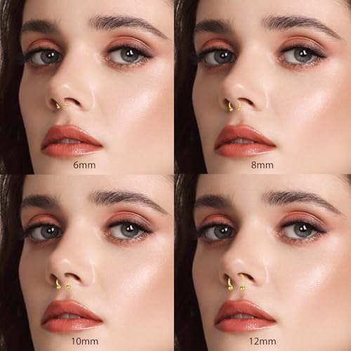 D.Bella 16G 18G 20G Horseshoe Septum Rings Surgical Steel Nose Piercing Jewelry Cartilage Helix Tragus Earring Hoop Eyebrow Lip Retainer for Women Men 6mm 8mm 10mm 12mm - color: 16g-6mm 8mm 10mm 12mm -Gold