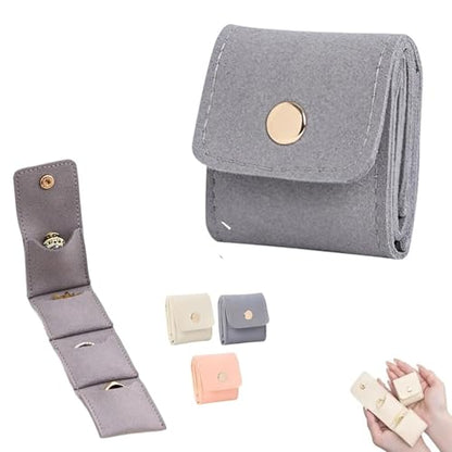 Mini Travel Jewelry Bag, Mini Travel Jewelry Roll Bag with Buckle, Jewelry Rolls (grey) - color: grey-1PCS