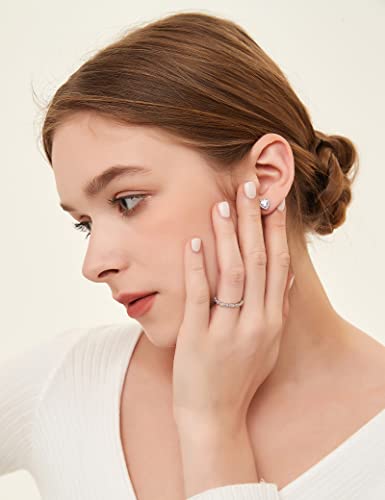 EAMTI 925 Sterling Silver Wedding Band for Women Cubic Zirconia Marquise & Round Milgrain Full Eternity Stackable Ring Size 3-13 - color: Brass-Silver