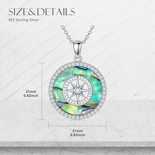 AOBOCO 2026 Graduation Gifts 925 Sterling Silver Compass Pendant Necklace High School College Graduation Jewelry Gifts for Women Daughter - style: C-Abalone