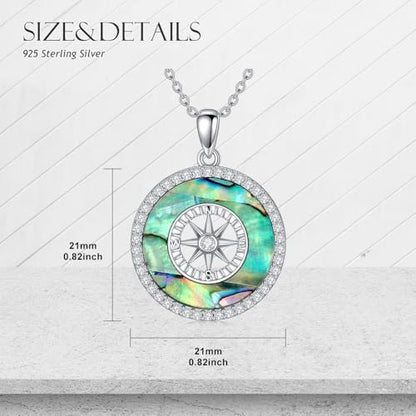AOBOCO 2026 Graduation Gifts 925 Sterling Silver Compass Pendant Necklace High School College Graduation Jewelry Gifts for Women Daughter - style: C-Abalone