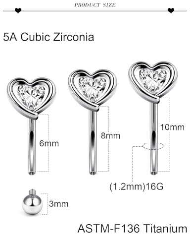 16G Astm F136 Titanium Eyebrow Piercing Jewelry Curved Barbell Eyebrow Ring Vertical Labret Lip Jewelry Daith Rook Earrings Navel Small Belly Button Ring Piercing Jewelry for Women Men CZ - style: 16G, 6MM Length-I