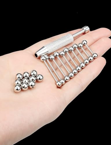 Prjndjw 14G Surgical Stainless Steel Tongue Rings Set 12/14/16/18/22mm 5mm Round Ball Tongue Barbells Nipple Rings with Removal Tool for Women Men 21 Pieces - color: Silver 12/14/16/18/22 Barbell Piercing Jewelry