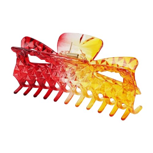 Jumbo Jaw Clip Extra Large Marbelized Hair Claw (Red Yellow) - color: Red Yellow
