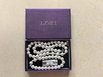 White 8mm Glass Pearls Necklace Bracelet Earring Jewelry 3 Set Wholesale for Women Little Girls - style: 14.5inch
