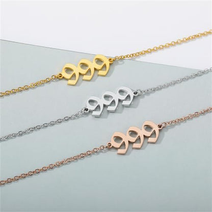 PAURO Women's Angel Number Bracelet Ankle Anklet Chain Adjustable | Stainless Steel, Minimalist Numerology Spiritual Statement Jewelry Gift - color: Gold 999, 5.5+2.8inch