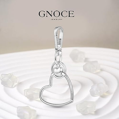 GNOCE Stainless Steel Snake Chain Charm Bracelet W/Safety Gift for Women - color: Heart