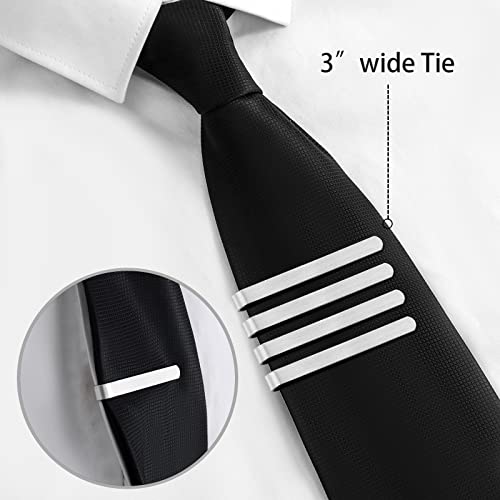 2.2/2.5 Inch Tie Clips for Men in Gift Box, Tie Bar Clip Set for Mens Regular Tie or Traditional Tie, Birthday Anniversary Christmas Gift - size: 2.5 Inch, style: 4PCS-Silver Brushed