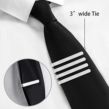 2.2/2.5 Inch Tie Clips for Men in Gift Box, Tie Bar Clip Set for Mens Regular Tie or Traditional Tie, Birthday Anniversary Christmas Gift - size: 2.5 Inch, style: 4PCS-Silver Brushed