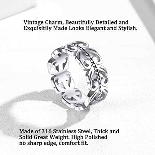 Bestyle Celtic Knot Band Rings for Men Women, Stainless Steel Irish Finger Ring Viking Wedding Bands Jewelry Gift Wedding Promise Gold Silver Black - color: 01.Stainless Steel