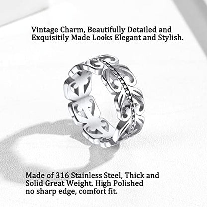 Bestyle Celtic Knot Band Rings for Men Women, Stainless Steel Irish Finger Ring Viking Wedding Bands Jewelry Gift Wedding Promise Gold Silver Black - color: 01.Stainless Steel