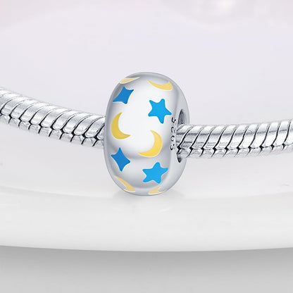 Pandach 925 Sterling Silver Charms for Bracelet&Necklace Dangle Pendant Bead with 5A Cubic Zirconia Stones,Jewelry Beads Gifts for Women - style: Luminous Moon Star Beads