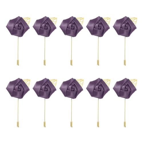 MECCANIXITY Groom Boutonnieres Rose Boutonnieres Pins for Wedding - color: Purple