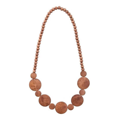 Todu Natural Wooden Beads Statement Necklace Handmade Boho African Tribal Choker Necklace Simple Hippie Vacation Jewelry for Unisex Men Women - color: 1