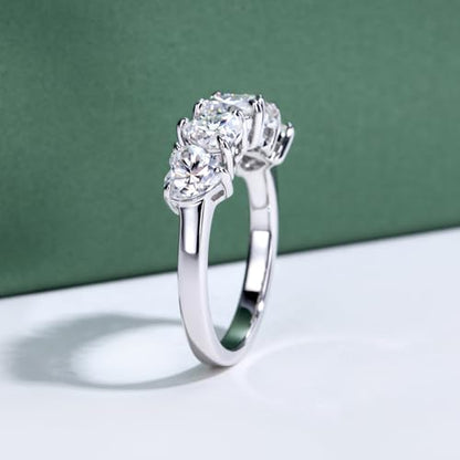 Moissanite Eternity Rings, S925 Sterling Silver Anniversary Band for Women - style: 2.5 CT Heart-Shaped