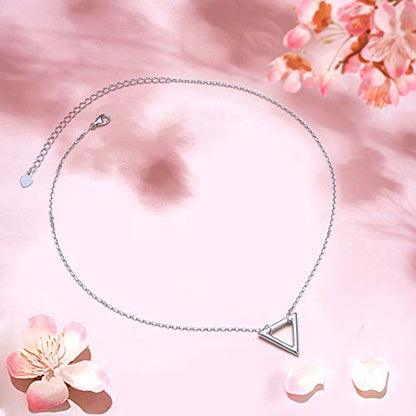 Ladytree S925 Sterling Silver Dainty Simple Choker Necklace,Rolo Chain,Adjustable 13 inches to 16 inches - style: 07_Triangle Choker