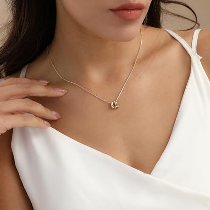 14K Gold Plated Bubble Letter Necklace, Tarnish Free and Waterproof Dainty Initial Necklace for Women, Trendy Personalized Gold Jewelry Gift for Her - color: Gold, style: Q