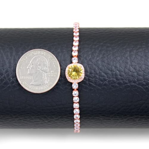Sparkling CZ Tennis Bracelets for Women, Birthstone Slider Bolo Bracelets Trendy Birthday Valentine's Day Jewelry for Women Lady - color: Yellow