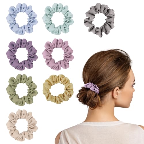 8 PCS Silk Satin Hair Ties Hair Scrunchies for Women Premium Multicolor | Artisan Crafted / Stretched 10" Length / Gift Box / Silky Weave / Soft Touch Daily Use - color: Multicolor