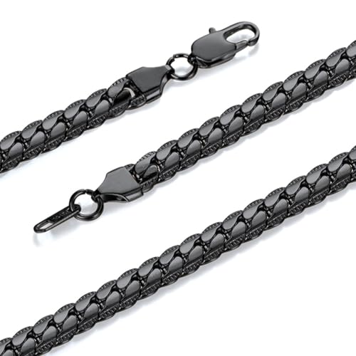 Snake Chain for Women Stainless Steel Dainty Choker Necklace Thin Layered Men Chain 8mm Width Gold/Black/Silver Plated Trendy Jewelry 18/20/22/24/26/28/30 Inch - color: 8MM-Black Snake Chain, size: Length 28 Inches