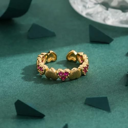Gold-Plated Butterfly Rings - Vintage Snake Statement Rings with Cubic Zirconia for Women Adjustable Open Rings - style: Vintage Gold Heart